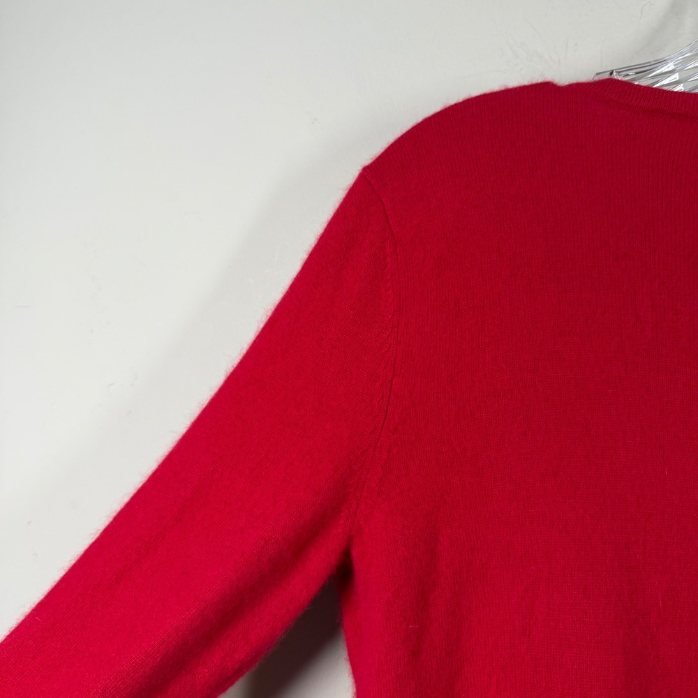 Merry & Bright Red Angora Wool Blend Holiday Ornament Sequin Cardigan Sweater S - Picture 10 of 13